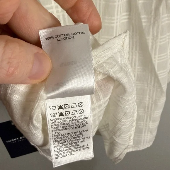 NWT Lucky Brand Grid Plaid Short Sleeve Cotton Button-Up Shirt XL * as is - Picture 8 of 10